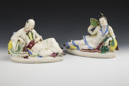 Grand couple de Chinois. Ateliers de Schwarzburg. 