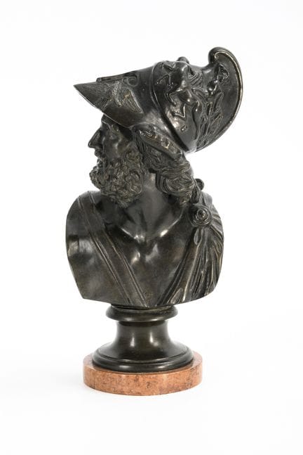 Bronze bust of a warrior in an antique style 
 

 