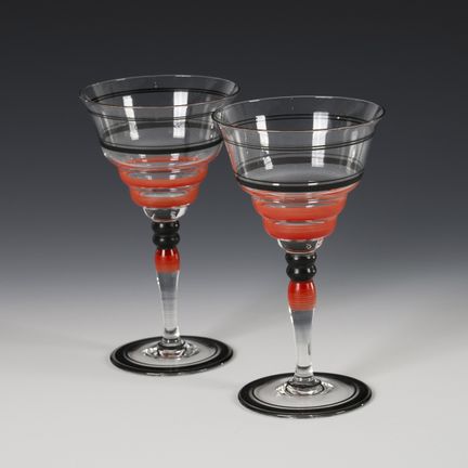 Coppia di bicchieri da vino in stile Art Déco. Pos