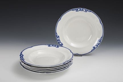 6 piatti da minestra in stile Art Nouveau "Blaue O