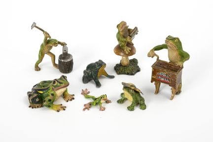 7 Frösche Wiener Bronze (?) und in der Art der Wie