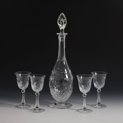 Caraffa e 4 bicchieri del servizio “Stefanie”. Jos