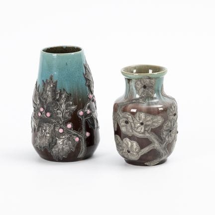 2 vasi in stile Art Nouveau con montatura in stagn