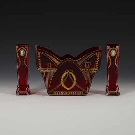 Jardiniere e 2 vasi in stile Art Nouveau. Riedel. 
