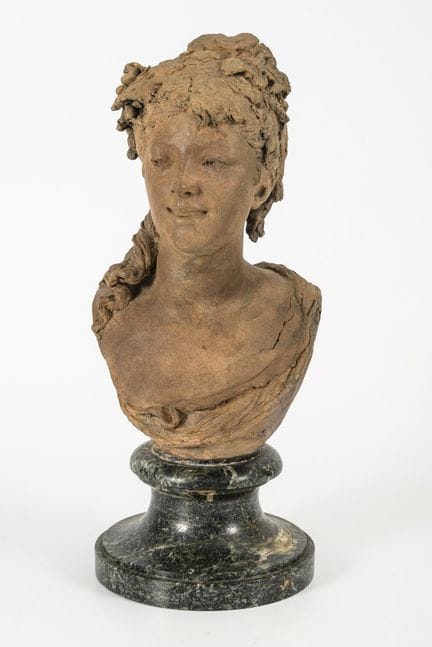 Bust of a girl 
 

 Plaster, painted grayish-brown