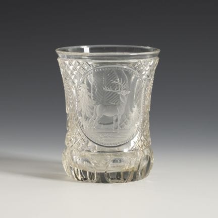 Bicchiere da caccia in stile Biedermeier con motiv