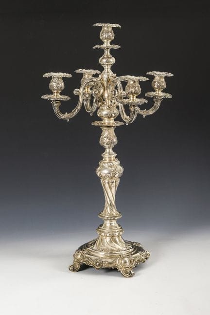 Gran candelabro de plata de 5 brazos. H. Meyen &am