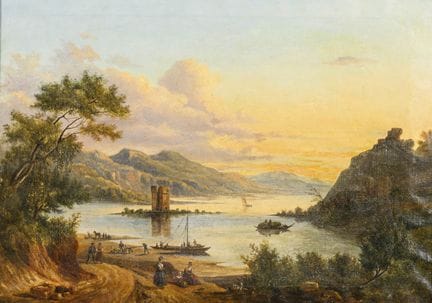 充满诗意的海岸风光 
 

 油画/画布。未署名。19世纪。 
 

 37 x 51 厘米。 
装