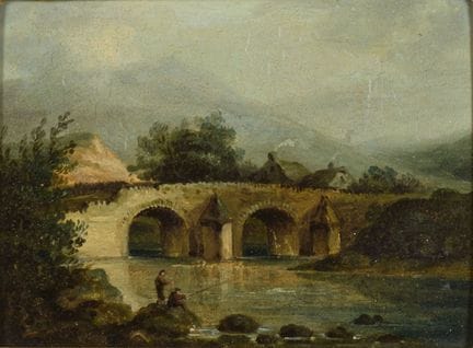 署名“P”的艺术家：带桥的小风景画 
 

 油画/木板。左下角有署名。19世纪。 
 

 10.