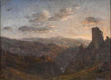 带有城堡遗迹的风景画 
 

 油画/画布。未署名。约1900年。 
 

 33 x 46 厘米。