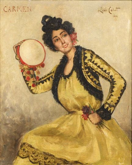 科罗，露西尔  
 

 
《卡门》 
 

 油画/画布。右上角签名，左上角标注标题。1899年。