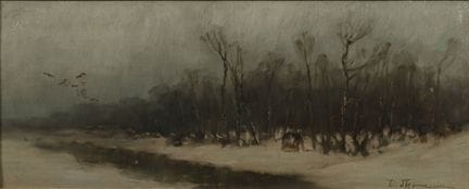 托马辛，德西雷（1858年维也纳—1933年慕尼黑）  
 

 
冬日风景 
 

 油画/画板。