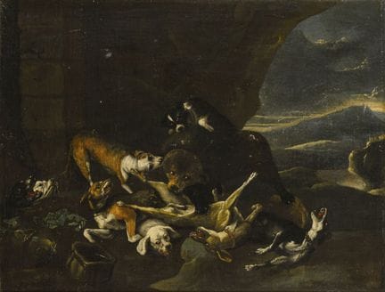 晚期巴洛克画家：猎熊 
 

 油画/画布。未署名。约1700年。 
 

 60 x 78 厘米。