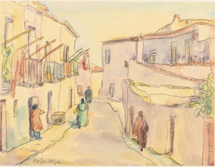 贝耶，布鲁诺（1895年马格德堡—1976年）  
 

 
伊维萨岛的街景 
 

 水彩画。左下