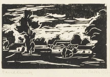 梅耶，露丝（1888—1965）  
 

 
乡村风景 
 

 木刻。右下角有铅笔签名。1957