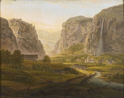 米勒，奥托  
 

 
伯尔尼高地斯陶巴赫瀑布 
 

 油画/木板。左下角签名。1830年。 
