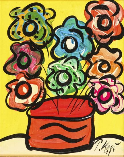 凯尔，彼得·罗伯特（*1942年，祖利豪）  
 

 
《来自巴黎的夏日花卉》 
 

 油画/画