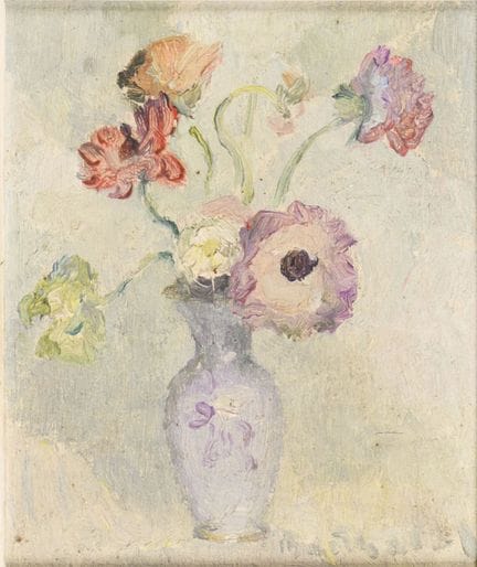 法国画家：花卉静物画 
 

 油画/木板。右下角有模糊签名。20世纪 
 

 13 x 10.5