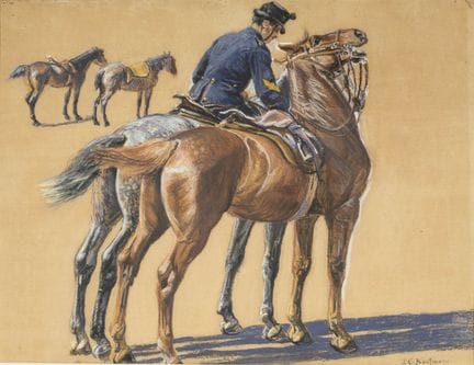 卡夫曼，约瑟夫·克莱门斯（1867年卢塞恩—1926年苏黎世）  
 

 
《骑手与两匹马》 
 