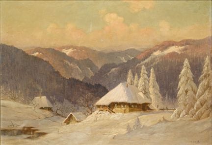 施罗夫，阿尔弗雷德·赫尔曼（1863 - 1939）  
 

 
田园诗般的冬日风景 
 

 油