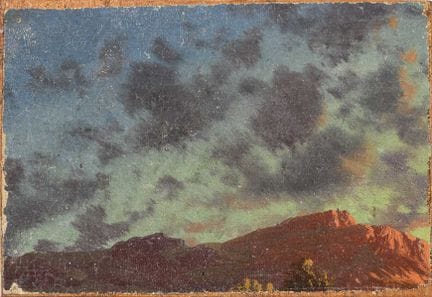 浪漫主义者：傍晚的山巅余晖 
 

 油画/画布/木板。未署名。19世纪末。 
 

 9 × 13