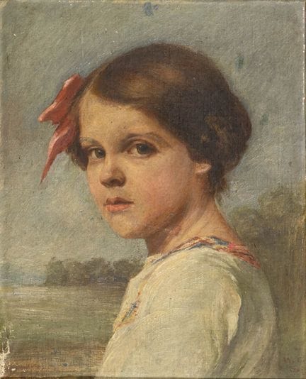署名“W.E.”的艺术家：少女肖像 
 

 油画/画布/硬纸板。右下角有署名。1927年。 
 
