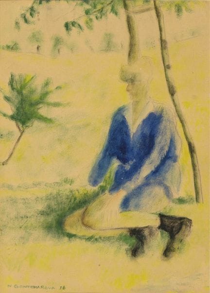 贡恰罗娃，N.  
 

 
《坐姿》 
 

 水彩画。左下角有签名。(19)26. 
 

 裱