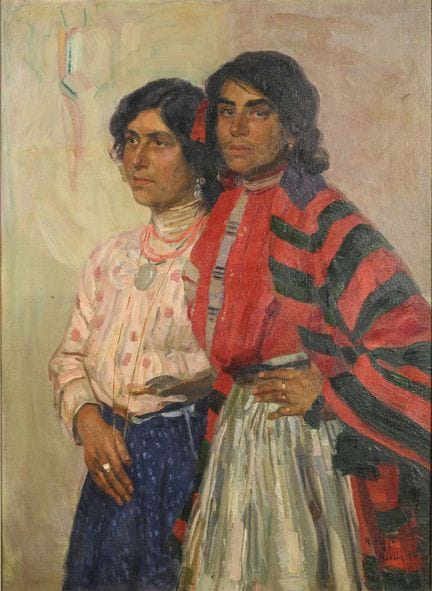 菲格，雨果（1881年出生于柏林——1956年逝于柏林）  

《两位吉普赛女子》 

油画/画布。