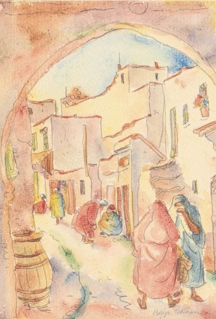 贝耶，布鲁诺（1895年马格德堡—1976年）  
 

 
地中海街景 
 

 水彩画。右下角有
