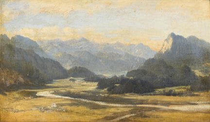 “库夫施泰因以北的因河谷” 
 

 油画/画板。未署名，背面较晚时标注为“爱德华·施莱希（老）”。