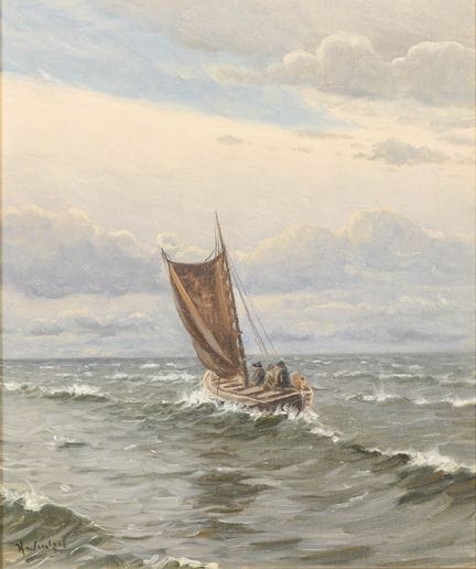 温策尔，哈拉尔德（1897—1961）  
 

 
公海上的渔船 
 

 油画/画布。左下角有签