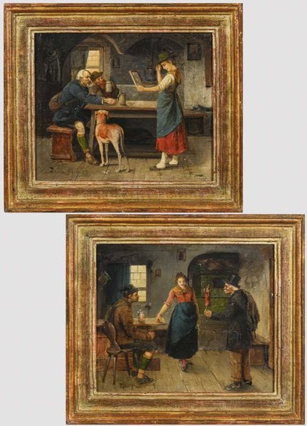 泽勒，米哈伊（1859年出生于纳吉佩莱什克——1915年逝于慕尼黑）  
 

 
两幅风俗画 
 
