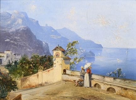 地中海沿岸风光 
 

 油画/画板。未署名。20世纪。 
 

 24.5 × 32 厘米。 
装