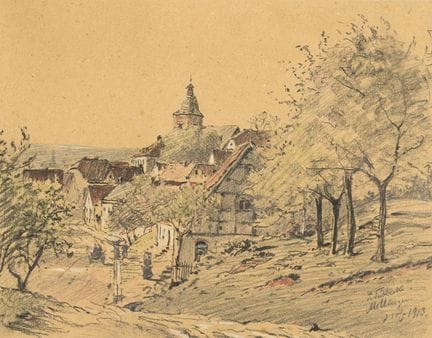 图贝克，保罗·威廉（1848年柏林—1924年魏玛）  
 

 
《梅林根风光》 
 

 粉笔/