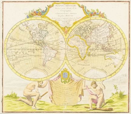 Mapa del mundo 
 

 Grabado en cobre coloreado. 17