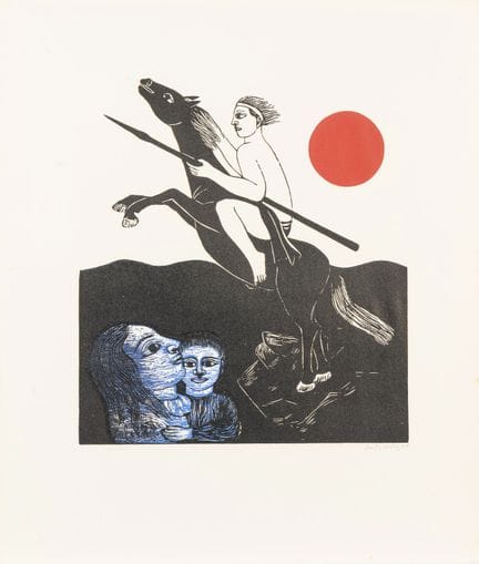查韦斯，桑托斯（1934—2001）  
 

 
“战士劳塔罗” 
 

 三色木刻版画。智利。右