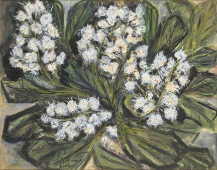 签名模糊：花束 
 

 蛋彩画/纸本。左下角签名模糊。20世纪 
 

 画框衬纸裁切尺寸 59.