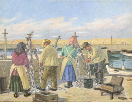 汉森，阿克塞尔（1886年，韦鲁普——1936年）  
 

 
阳光下的渔夫 
 

 油画/画布