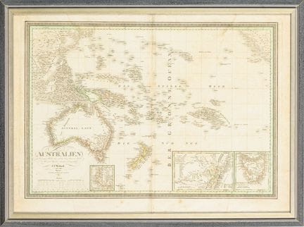 Mapa de Australia y el Pacífico 

Grabado con bord