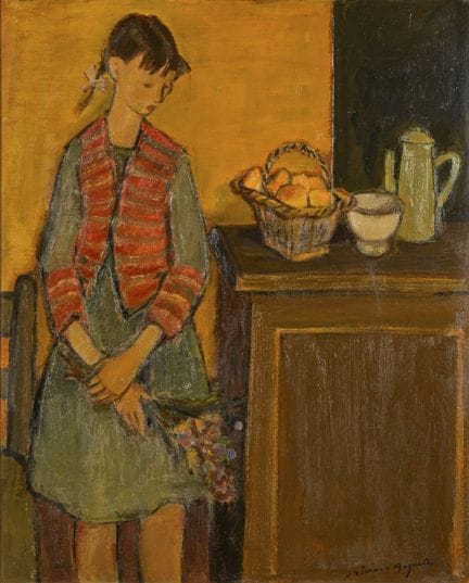 西蒙-奥古斯特，西蒙（1909年马赛—1987年罗阿讷/卢瓦尔）：《有年轻女子的風俗场景》。  
 