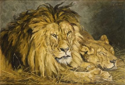 OLSEN,  C.  
 

 
Pareja de leones 
 

 Óleo sobre