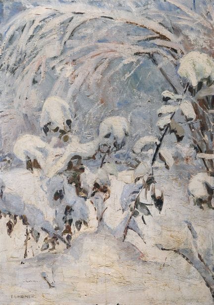 Elsa Sturm-Lindner, Winterlicher Garten. Wohl 1950