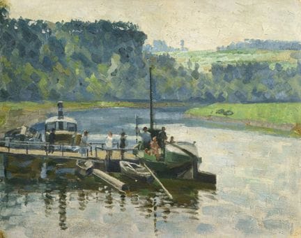 Georg Egmont Oehme, Die Elbe mit Fähranleger bei O