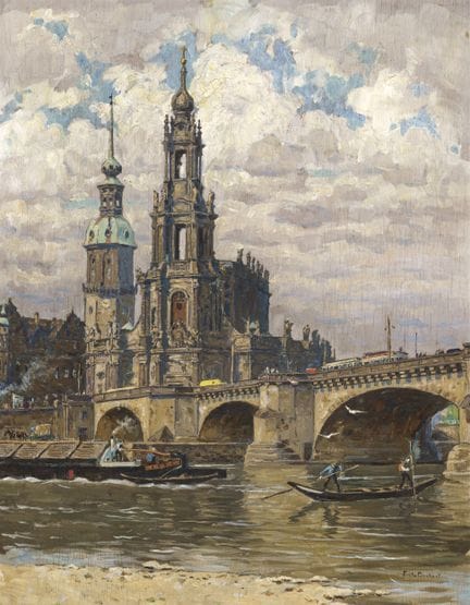 Fritz Beckert, Dresde – Vue sur l'Elbe, le pont Au