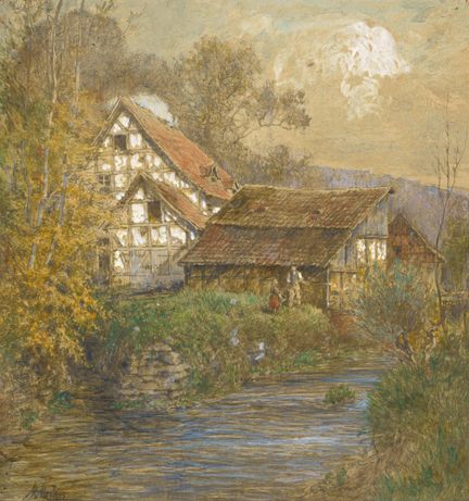 Max Merker, Pêcheur au Mühlbach. 1er quart du XXe 