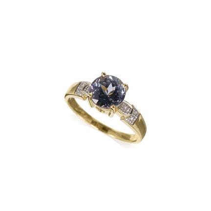 Tansanit-Solitärring (ca. 2,1 ct).
750er Gelbgold.