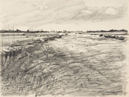 Ernst Hassebrauk "Elbe bei Radebeul in Abendstimmu