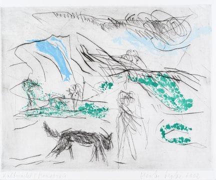 Gerda Lepke, Landschaft mit Figur und Tier / "Zum 