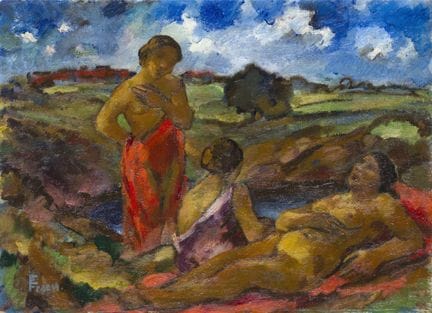 Erich Fraaß, « Trois femmes au bord du lac ». Vers