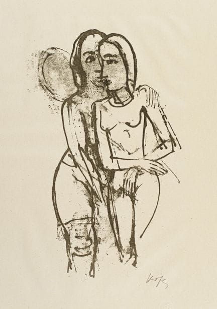 Karl Hofer, Zwei Mädchen in Umarmung. 1923.
Karl H